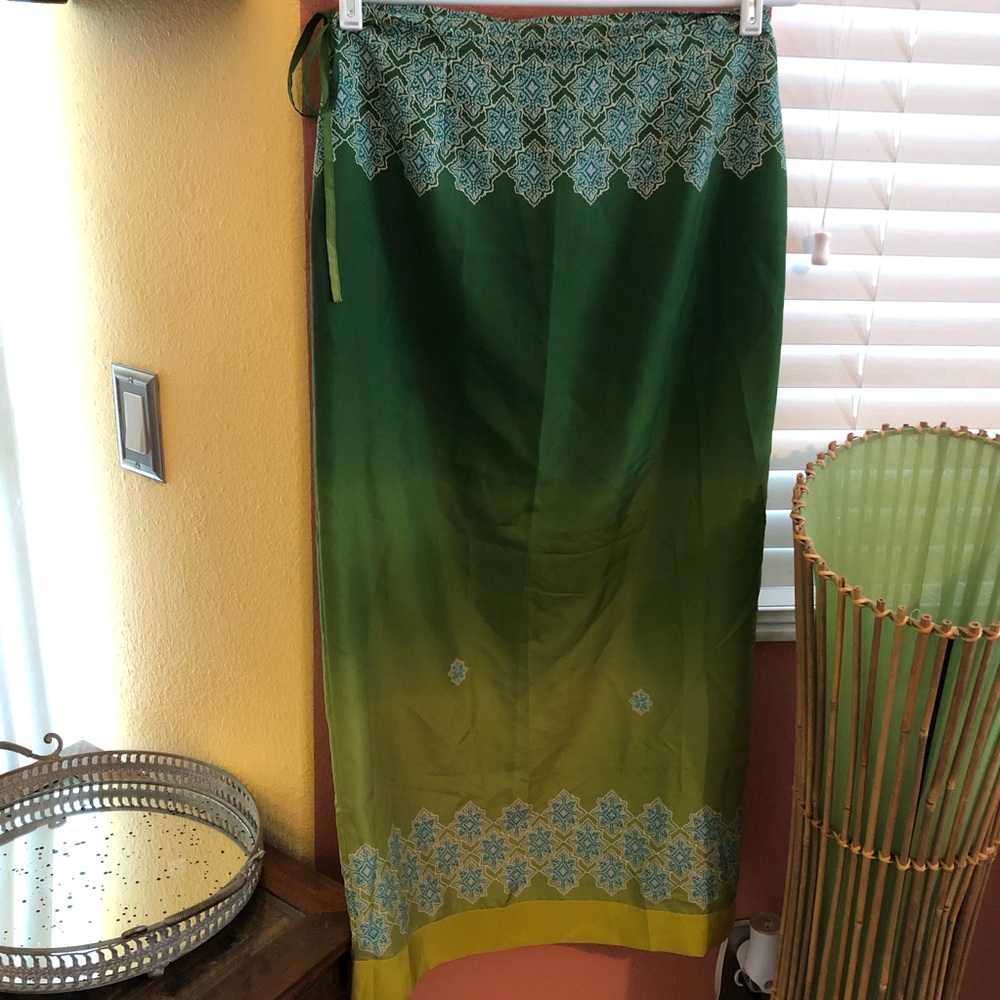 Express Ombré Silk Long Wrap Skirt